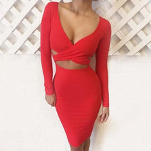 Load image into Gallery viewer, Sexy Long Sleeve Cut-Out Bandage Bodycon Clubwear Mini Dress