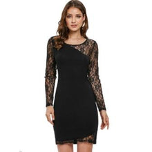 Load image into Gallery viewer, Lace Floral Panel Bodycon Dress