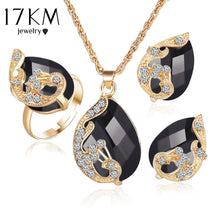 Load image into Gallery viewer, 17KM Jewelry Sets 5 Colour Crystal Peacock Jewelry Sets Bride Wedding Necklace Earrings Ohrringe Ring Set  parure bijoux femme