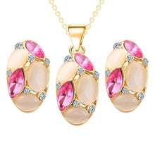 Load image into Gallery viewer, Brand Design Cute Opal Jewelry Sets Pendant Necklaces Earrings For Women Wedding Color Crystal Jewelry parure bijoux femme