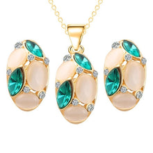 Load image into Gallery viewer, Brand Design Cute Opal Jewelry Sets Pendant Necklaces Earrings For Women Wedding Color Crystal Jewelry parure bijoux femme