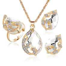 Load image into Gallery viewer, 17KM Jewelry Sets 5 Colour Crystal Peacock Jewelry Sets Bride Wedding Necklace Earrings Ohrringe Ring Set  parure bijoux femme