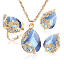 Load image into Gallery viewer, 17KM Jewelry Sets 5 Colour Crystal Peacock Jewelry Sets Bride Wedding Necklace Earrings Ohrringe Ring Set  parure bijoux femme