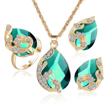 Load image into Gallery viewer, 17KM Jewelry Sets 5 Colour Crystal Peacock Jewelry Sets Bride Wedding Necklace Earrings Ohrringe Ring Set  parure bijoux femme