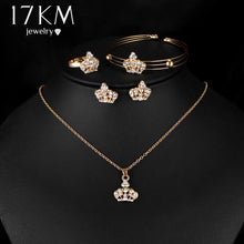 Load image into Gallery viewer, 17KM Gold Color Crown Bridal Jewelry Set Hollow Flower Necklace/Earrings/Ring/Bracelet 2017 Indian Wedding Accessorie For Woman