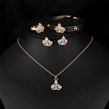 Load image into Gallery viewer, 17KM Gold Color Crown Bridal Jewelry Set Hollow Flower Necklace/Earrings/Ring/Bracelet 2017 Indian Wedding Accessorie For Woman