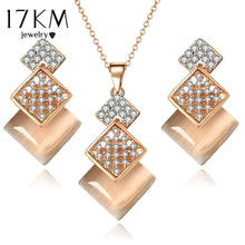 Load image into Gallery viewer, 17KM Geometric Jewelry Set For Woman Gold Color Long Necklace Pendant Crystal Earrings Wedding Beads Fashion Jewelry Gift