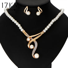 Load image into Gallery viewer, 17KM New Style Luxury Bridal Jewelry Set Crystal Beads Necklace Simulated Pearl Earrings Female Wedding Jewelry For Woman