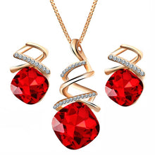 Load image into Gallery viewer, 17KM Fashion Geometric Crystal Jewelry Sets For Women Resin Pendant Necklace Charm &amp; Luxury Stud Earrings Wedding Jewelry Gifts
