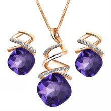 Load image into Gallery viewer, 17KM Fashion Geometric Crystal Jewelry Sets For Women Resin Pendant Necklace Charm &amp; Luxury Stud Earrings Wedding Jewelry Gifts