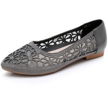 Load image into Gallery viewer, GKTINOO Spring Summer Shoes Women Flats Genuine Leather Rhinestone Pointed Toes Hollow Out Comfort Ladies Sandals Flat Shoes