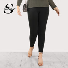 Load image into Gallery viewer, Sheinside Plus Size Plain Black Pencil Workwear Leggings Office Ladies Skinny Cropped Stretchy Women Elegant Autumn Pants