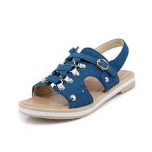 Load image into Gallery viewer, MORAZORA 2018 new style fashion denim simple buckle summer shoes rivet solid casual shoes comfortable ladies flat sandals