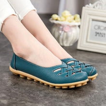 Load image into Gallery viewer, Women flat 2018 fashion PU leather shoes woman summer hollow out loafers mother women sandals ladies shoes plus size