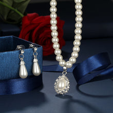Load image into Gallery viewer, Vintage Water Drop Earrings Bridal Jewelry Set For Women African Beads Simulated Pearl Wedding Jewelry Set Bijoux Necklace 2018