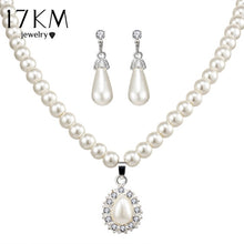 Load image into Gallery viewer, Vintage Water Drop Earrings Bridal Jewelry Set For Women African Beads Simulated Pearl Wedding Jewelry Set Bijoux Necklace 2018