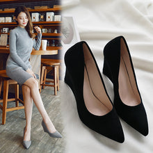 Load image into Gallery viewer, HEE GRAND Women Spring Autumn Fashion Solid Shoes Ladies Outside Casual Soft Shoes Flock Slip On Square Heels Size 35-40 XWD7215