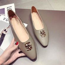 Load image into Gallery viewer, HEE GRAND 2019 New Spring Solid Pointed Toe Women Flat Shoes Fashion Slip-On Metal Decoration PU Leather Ladies Flats XWD7458
