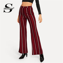 Load image into Gallery viewer, Sheinside Red Striped Flare Pants Women Pants and Capris Elastic Waist Trousers Ladies Streetwear Elegant High Waist Pants