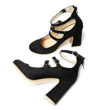 Load image into Gallery viewer, 2019 Summer Women Ankle Strap Red Gladiator Pumps High Square Heels Solid Round Toe Sandals Ladies Sexy Fashion Shoes WXG594