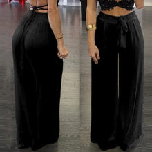 Load image into Gallery viewer, ZANZEA Women 2019 Fashion Chiffon Wide Leg Pants Elegant Oversized Casual Loose Elastic High Waist Bow Solid Trousers Plus Size