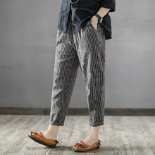 Load image into Gallery viewer, S 5XL ZANZEA Women High Elastic Waist Party Striped Wide Leg Pants 2019 Casual Retro Cotton Linen Pantalon Loose Turnip Trousers