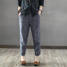 Load image into Gallery viewer, S 5XL ZANZEA Women High Elastic Waist Party Striped Wide Leg Pants 2019 Casual Retro Cotton Linen Pantalon Loose Turnip Trousers