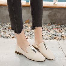 Load image into Gallery viewer, 2019 New Spring Women Platform Oxfords Zipper Flats Slip On Solid Square Toe Loafers Lady Casual Fashion Flat Shoes XWD7369