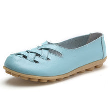 Load image into Gallery viewer, Flat shoes women sneakers 2019 fashion leather shoes woman summer hollow out loafers mother women sandals ladies shoes plus size