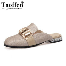 Load image into Gallery viewer, TAOFFEN Size 32-50 Spring Office Ladies Bling Buckle Flats Shoes Women Daily Square Toe Party Vacation Sandals Club Flats Shoes