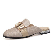 Load image into Gallery viewer, TAOFFEN Size 32-50 Spring Office Ladies Bling Buckle Flats Shoes Women Daily Square Toe Party Vacation Sandals Club Flats Shoes
